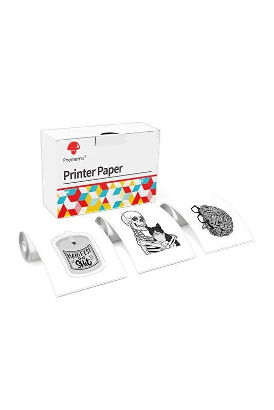 Phomemo 53 mm Beyaz Yapışkansız 10 Yıl Dayanıklı Termal Kağıt (T02/M02X/M832 için) | 3 Rulo