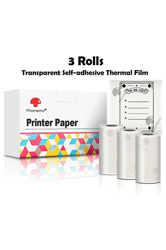 Phomemo 53mm Şeffaf Etiket Uzun Ömürlü Termal Kağıt T02 ve M832 için丨3 Rulo
