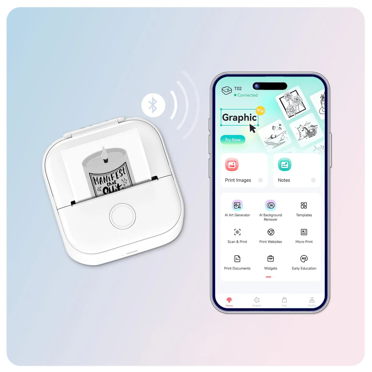 Phomemo T02 Mürekkepsiz Mini Yazıcı